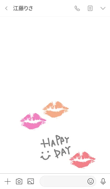 [LINE着せ替え] キスマーク-白スマイル6-の画像3