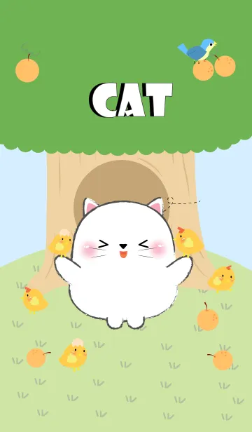 [LINE着せ替え] White Cat With Tree Theme (jp)の画像1