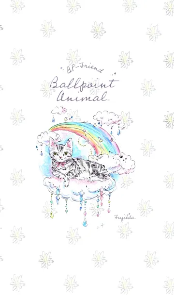 [LINE着せ替え] Ballpoint Animal / アメショ×虹の画像1