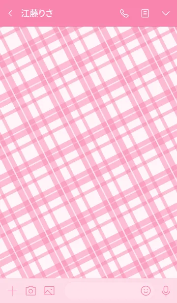 [LINE着せ替え] チェック柄 ピンクの画像3