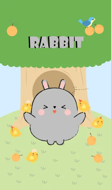 [LINE着せ替え] Gray Rabbit With Tree Theme (jp)の画像1