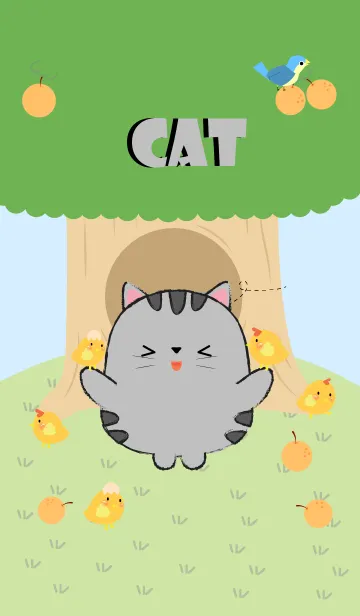 [LINE着せ替え] Gray Cat With Tree Theme (jp)の画像1