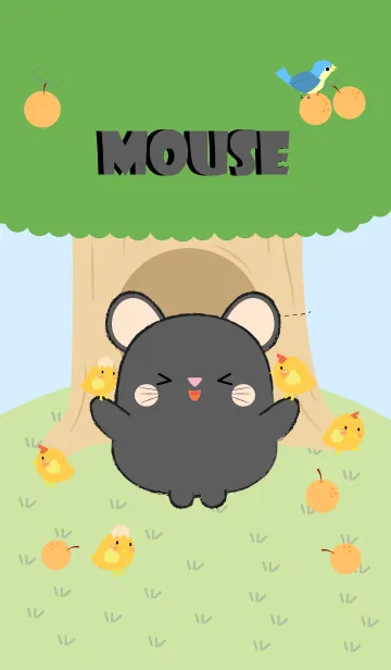 [LINE着せ替え] Black Mouse With Tree Theme (jp)の画像1