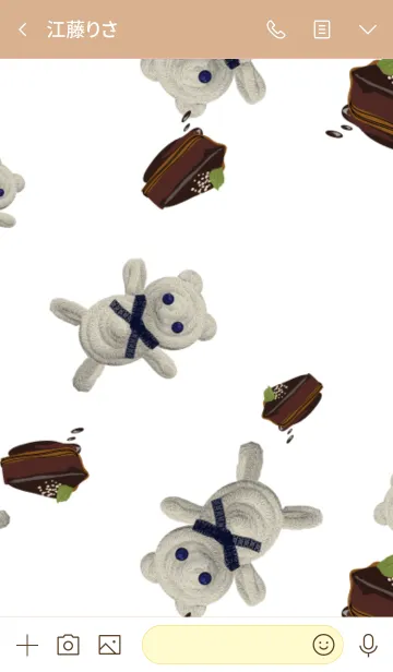 [LINE着せ替え] Teddy Bear and Chocolate Cakeの画像3