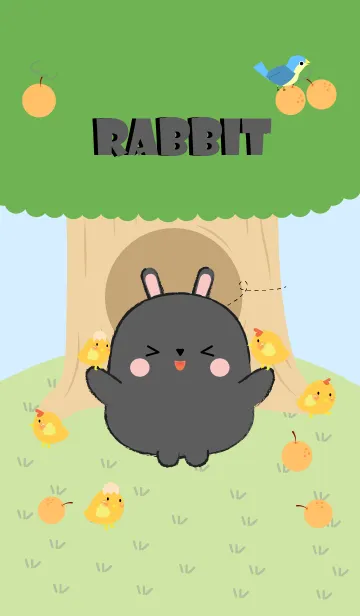 [LINE着せ替え] Black Rabbit With Tree Theme (jp)の画像1