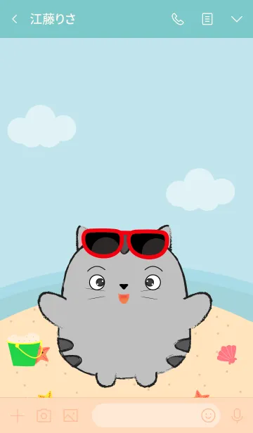 [LINE着せ替え] Summer Fat Gray Cat theme (jp)の画像3