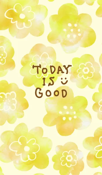 [LINE着せ替え] 黄色水彩お花柄 スマイル14の画像1