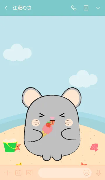 [LINE着せ替え] Summer Fat Gray Mouse theme (jp)の画像3