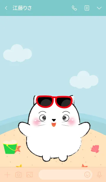 [LINE着せ替え] Summer Fat White Cat theme (jp)の画像3