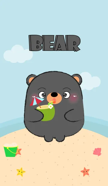 [LINE着せ替え] Summer Fat Black Bear theme (jp)の画像1