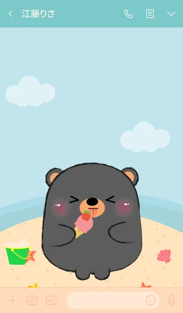 [LINE着せ替え] Summer Fat Black Bear theme (jp)の画像3