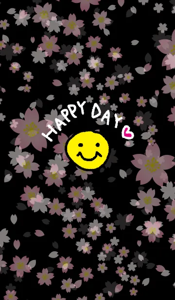 [LINE着せ替え] スマイル桜-黒背景14-の画像1