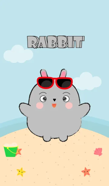 [LINE着せ替え] Summer Fat Gray Rabbit theme (jp)の画像1