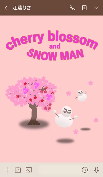 [LINE着せ替え] 桜の木と雪だるま（snow man）の画像3
