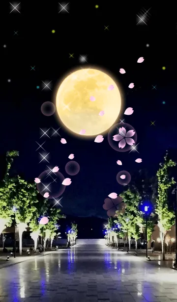 [LINE着せ替え] Full moon power.16(ゴールドムーン8)桜の画像1