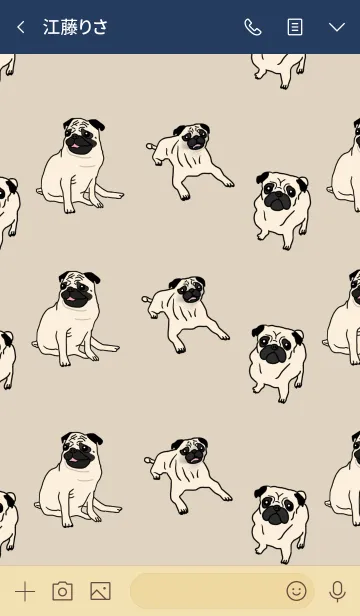 [LINE着せ替え] パグだらけ。ベージュ。の画像3