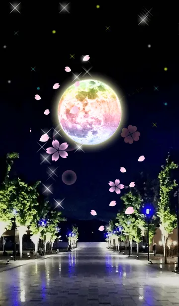 [LINE着せ替え] Full moon power.19(レインボームーン)桜の画像1