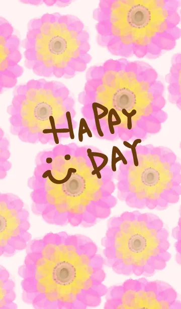 [LINE着せ替え] 水彩ピンクお花-スマイル6-の画像1