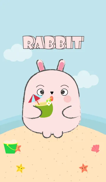 [LINE着せ替え] Summer Fat Pink Rabbit theme (jp)の画像1