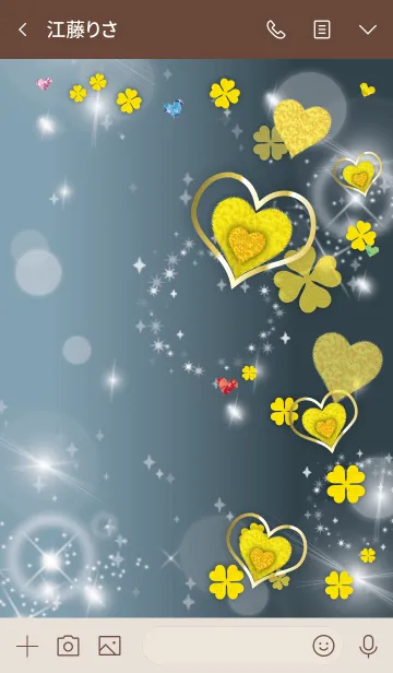 [LINE着せ替え] ベージュと青 : 全運気上昇！華やかなハートの画像3