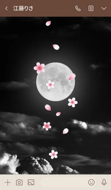[LINE着せ替え] 桜と満月の画像3