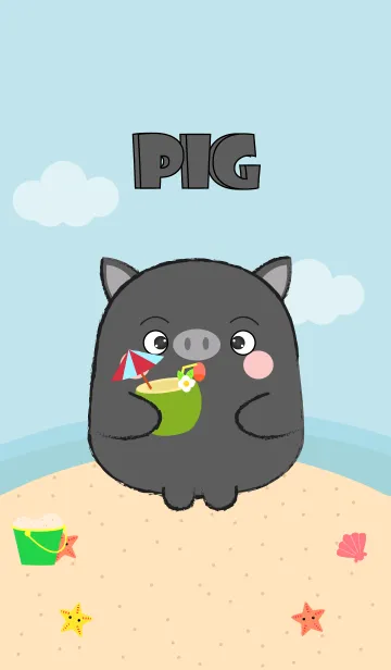 [LINE着せ替え] Summer Fat Black Pig theme (jp)の画像1