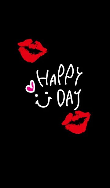 [LINE着せ替え] スマイル-キスマーク黒7-の画像1