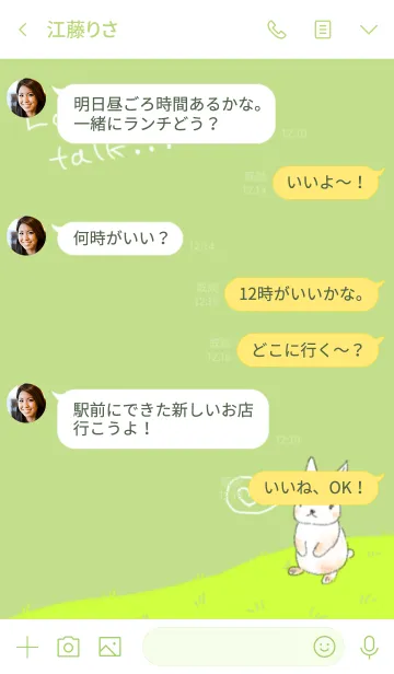 [LINE着せ替え] うさぎと綺麗なグリーンの画像4