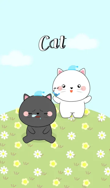 Love Cute Black Cat ＆ White Cat (jp)の着せ替えメイン画像