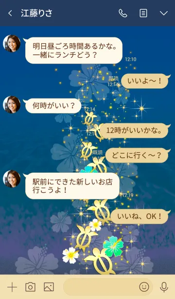 [LINE着せ替え] きらきら運気アップ虹亀*ハワイ＊ALOHA+101の画像4