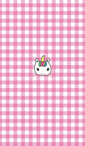 [LINE着せ替え] ユニコーンきせかえ x ピンクチェックの画像1