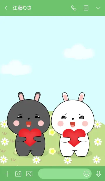 [LINE着せ替え] Cute Black Rabbit ＆ White Rabbit (jp)の画像3