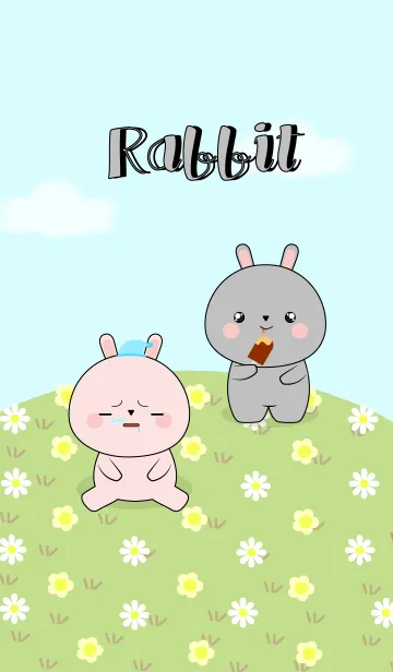 [LINE着せ替え] Love Cute Pink Rabbit ＆ Gray Rabbit (jp)の画像1