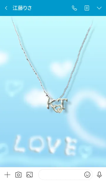 [LINE着せ替え] イニシャル K＆T(ブルー2)左側の画像3