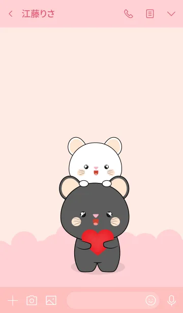 [LINE着せ替え] Cute White Mouse ＆ Black Mouse (jp)の画像3