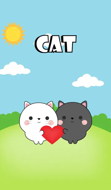 [LINE着せ替え] Mini Black Cat ＆ White Cat Theme (jp)の画像1