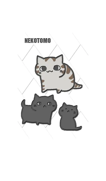 [LINE着せ替え] ねことも グレイの画像1