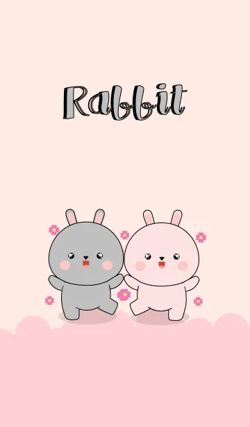 Cute Pink Rabbit ＆ Gray Rabbit (jp)の着せ替えメイン画像