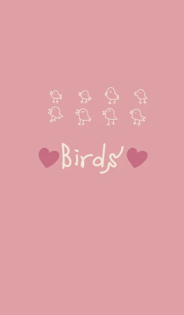 [LINE着せ替え] くすみピンク鳥さん♡ミルクホワイトの画像1