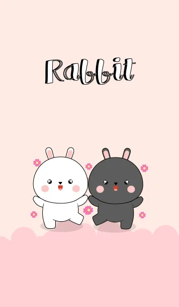 [LINE着せ替え] Cute White Rabbit ＆ Black Rabbit (jp)の画像1