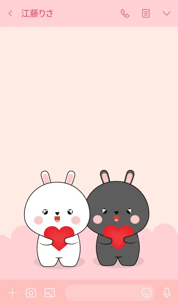 [LINE着せ替え] Cute White Rabbit ＆ Black Rabbit (jp)の画像3