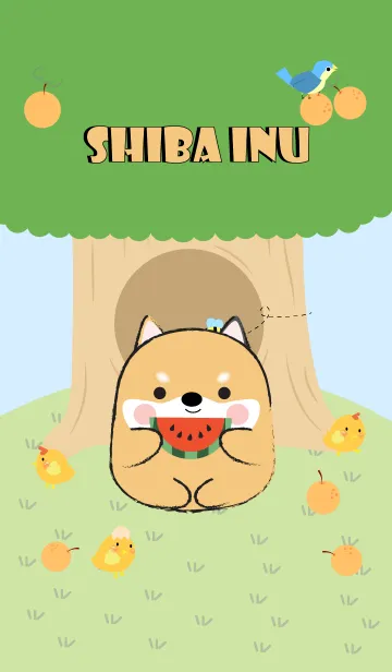 [LINE着せ替え] Shiba Inu With Tree Theme (jp)の画像1
