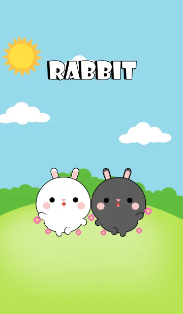 [LINE着せ替え] Mini Black Rabbit ＆ White Rabbit (jp)の画像1