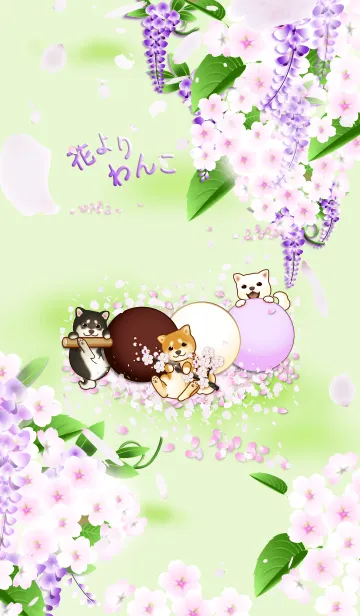 [LINE着せ替え] 花よりわんこ（柴犬、藤、桜、梅、団子）の画像1