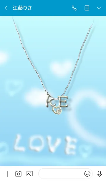 [LINE着せ替え] イニシャル K＆E(ブルー2)左側の画像3