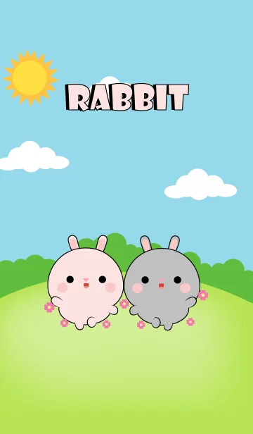 [LINE着せ替え] Mini Pink Rabbit ＆ Gray Rabbit (jp)の画像1