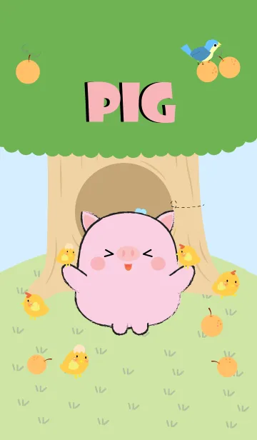 [LINE着せ替え] Cute Pig With Tree Theme (jp)の画像1