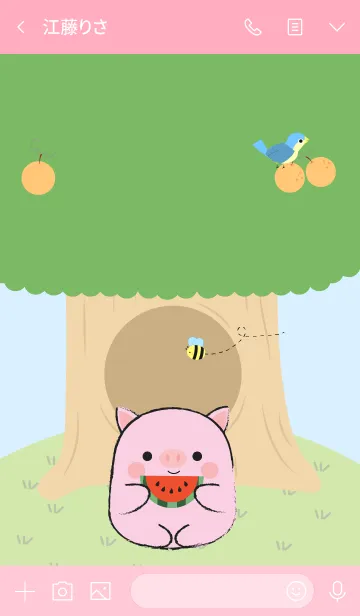 [LINE着せ替え] Cute Pig With Tree Theme (jp)の画像3