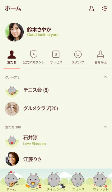 [LINE着せ替え] Mini Lovely Gray Rabbit Theme (jp)の画像2