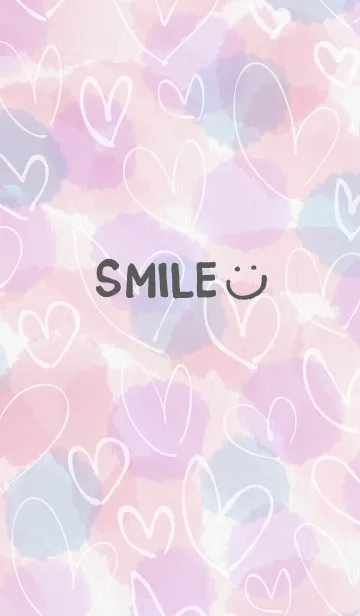 [LINE着せ替え] 水彩ピンク2白ハートスマイル13の画像1